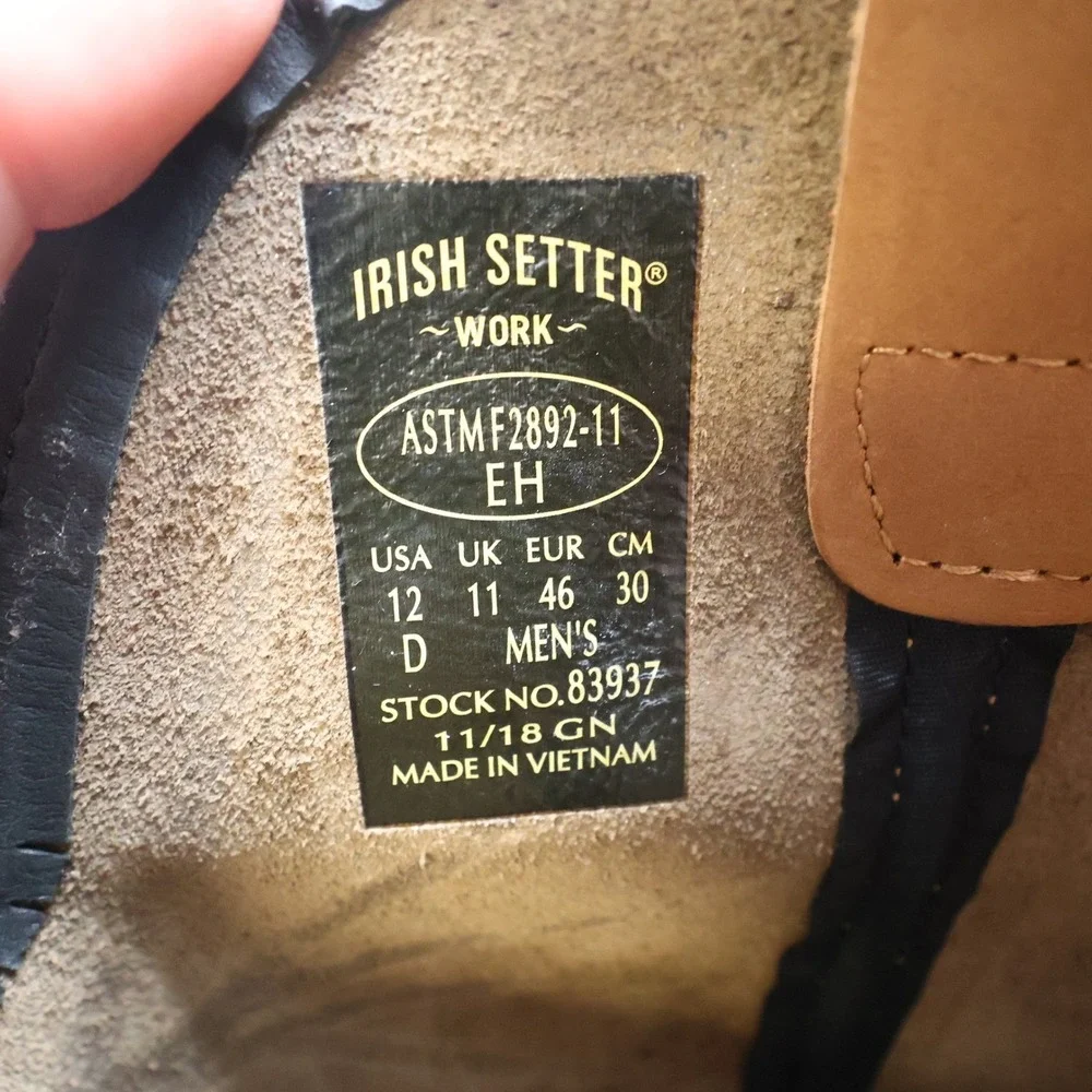Irish Setter Walker Pull-On Work Boots Mens 12 Brown Leather Soft Toe 83937 NEW